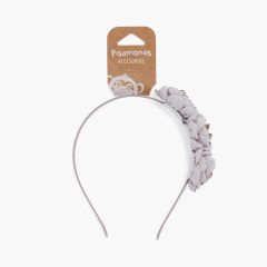 Stirnband mit Blumen und verbrannten Rändern Hellgrau