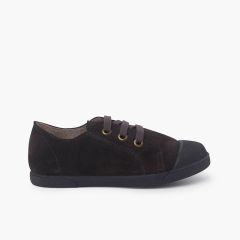 Wildlederschuhe mit Gummispitze und Schnürsenkeln Grau