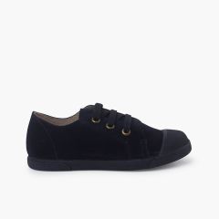 Wildlederschuhe mit Gummispitze und Schnürsenkeln Marineblau