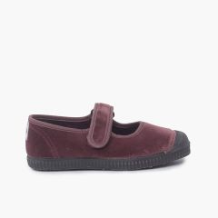 Mary Janes aus Samt mit Gummikappe Altrosa