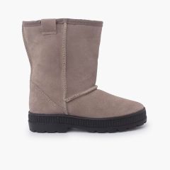 Australische Stiefel mit breiter Sohle und flauschigem Futter Sand
