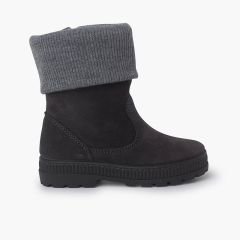 Kinderstiefel mit Wollkragen Grau