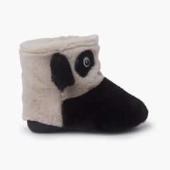 Kinder-Hausschuhe mit Panda-Design Weiß und Schwarz