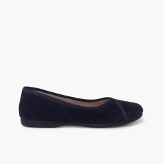 Bamara-Ballerinas mit überkreuztem Besatz Marineblau