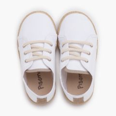 Leinenschuhe mit Schnürsenkeln im Espadrilles-Stil Schneweiß