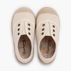 Leinenschuhe ohne Schnürsenkel mit Jutespitze Roh
