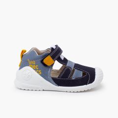 Sportliche Leinwand-Sandalen Jeansblau