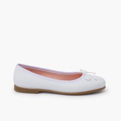 Soft-Leder-Ballerinas für festliche Anlässe mit Schleife Weiß