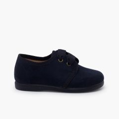 Blucher-Schuhe aus Serratex mit Schnürung und Faya-Stoff Marineblau