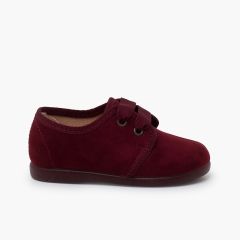 Blucher-Schuhe aus Serratex mit Schnürung und Faya-Stoff Bordeaux