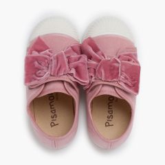 Samt-Sneakers mit Schleife Rosa