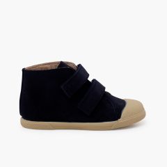 Wildlederstiefel mit doppelt Klettverschluss Marineblau