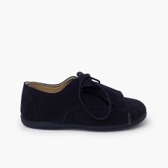 Blucher-Schuhe aus Wildleder mit Fransen-Zunge Marineblau