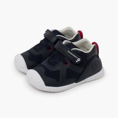 Sneakers mit Klettverschluss und elastischem Band Marineblau