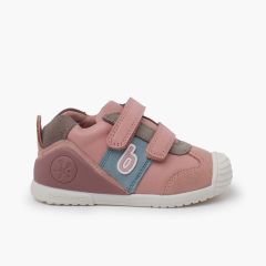Sneakers für Mädchen mit doppelt Klettverschluss Rosa