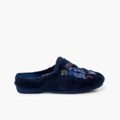 Hausschuhe im Clog-Stil mit Gaming-Design Marineblau