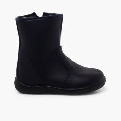 Einfache waschbare Lederstiefel für Kinder Marineblau