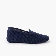 Hausschuhe im Kung-Fu-Stil aus Cordstoff Marineblau