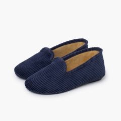 Hausschuhe im Kung-Fu-Stil aus Cordstoff Marineblau