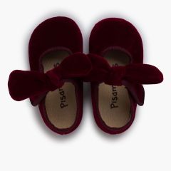 Mädchen-Mary Janes mit Samtbändchen und Klettverschluss Bordeaux