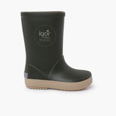 Regenstiefel für Kinder mit beiger Sohle Khaki