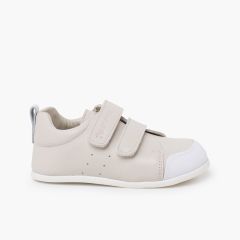 Weiche Leder-Sneaker mit doppeltem Klettverschluss Roh