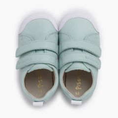 Weiche Leder-Sneaker mit doppeltem Klettverschluss Minzgrün
