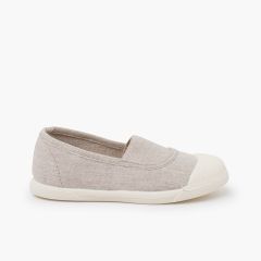 Slip-on-Sneaker mit elastischem Einsatz und Gummikappe Stein