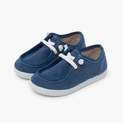 Wallaby bootsschuhe mit dünner sohle und elastischen schnüren Marineblau