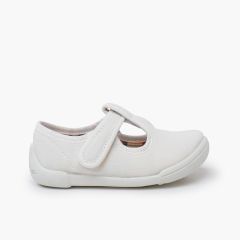 Barefoot-Riemchenschuhe Klettverschluss weißer Sohle Weiß