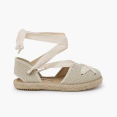 Espadrilles mit gekreuzten Bändern Roh