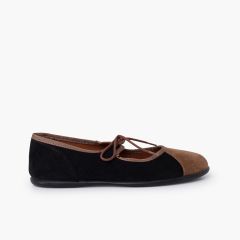 Bicolor-Mary Janes mit feinem Band Schwarz