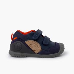 Sneaker aus Leder und Veloursleder Marineblau