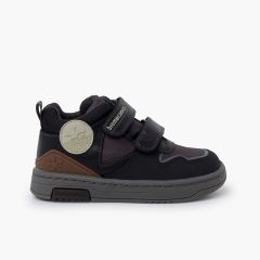 Sportstiefel aus Leder mit doppeltem Klettverschluss Anthrazit