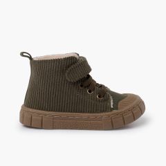 Stiefel aus Cordstoff mit elastischen Schnürsenkeln Khaki