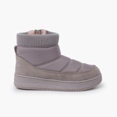 Stiefel aus gepolstertem Textil Grau