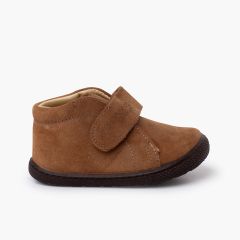 Barfuß-Stiefel aus Veloursleder für Kinder Mausgrau