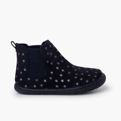 Barfuß-Stiefel mit elastischen Sternen-Motiven Marineblau