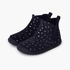 Barfuß-Stiefel mit elastischen Sternen-Motiven Marineblau