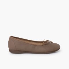 Vegane Ballerinas mit Schleife und flexibler Sohle Mausgrau