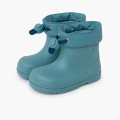 Barfuß-Regenstiefel mit verstellbarem Schnürverschluss Türkis