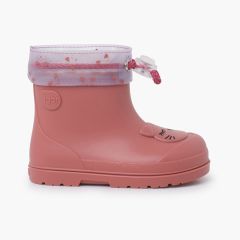Barfuß-Regenstiefeletten mit verstellbarem Katze Rosa