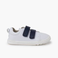 Barfuß-Sneaker mit austauschbaren Klettbändern Weiß und Marine