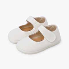 Barefoot-Mary-Janes aus feinem Leinen Roh