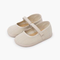 Barefoot-Mary-Janes leichtem Leinen Klettverschluss Roh