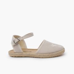Flache Espadrilles gesticktem Stern Roh