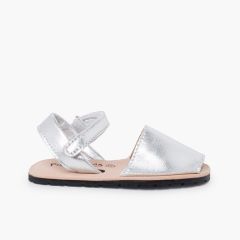 Weiche metallische Avarcas-sandalen flexibler Sohle Silber