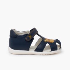 Garvalín Unisex flexible Sandalen Löwenmotiv Marineblau