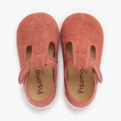 Barefoot-Riemchenschuhe rustikalem Canvas Klettverschluss  Ton