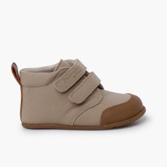 Kinder Barfußstiefel Leder verstärkte Spitze Sand